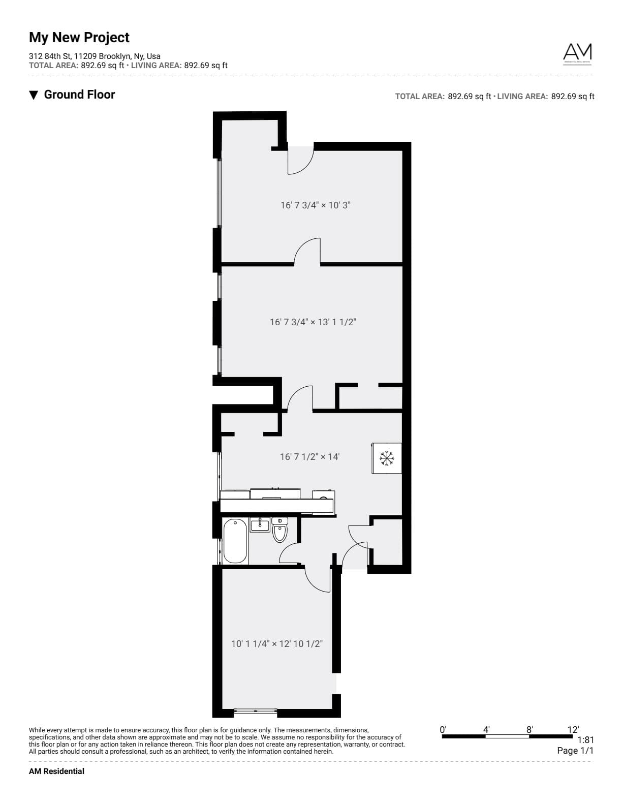 Floorplan for 312 84th Street, Apt B