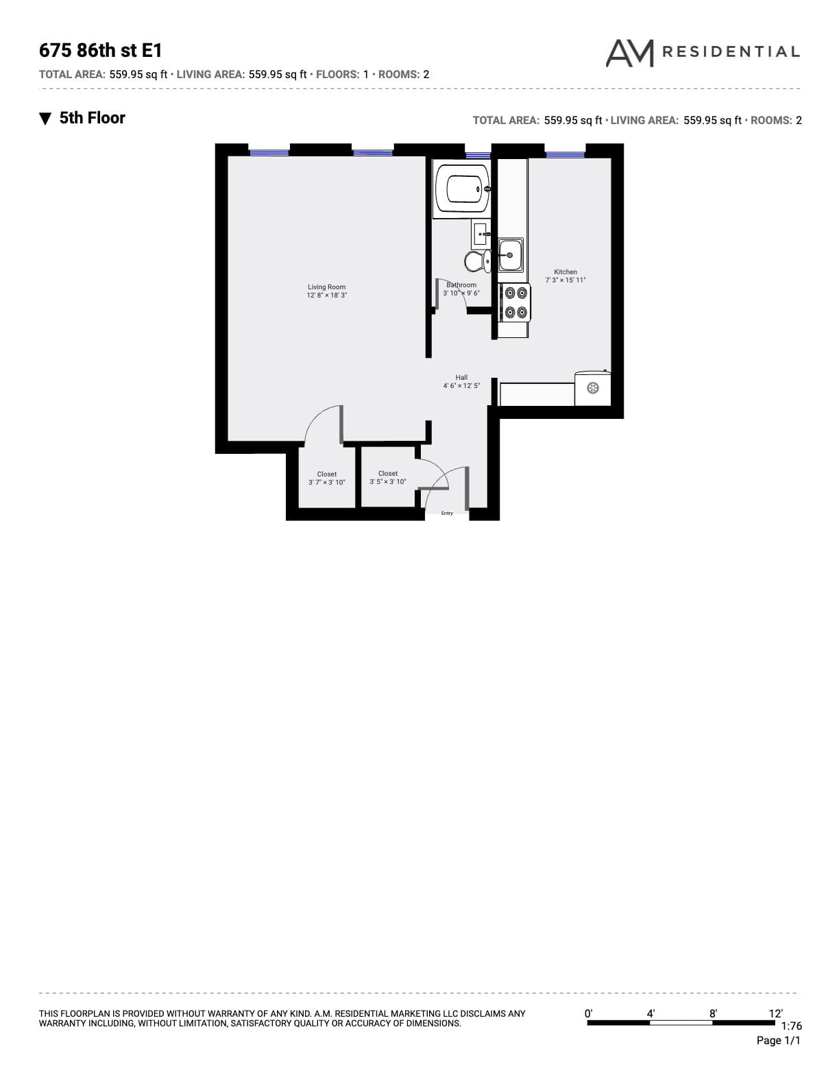 Floorplan for 200 West 79th Street, Apt 12B
