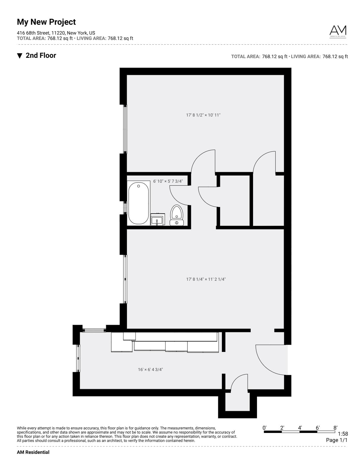 Floorplan for 416 68th Street, Apt 24